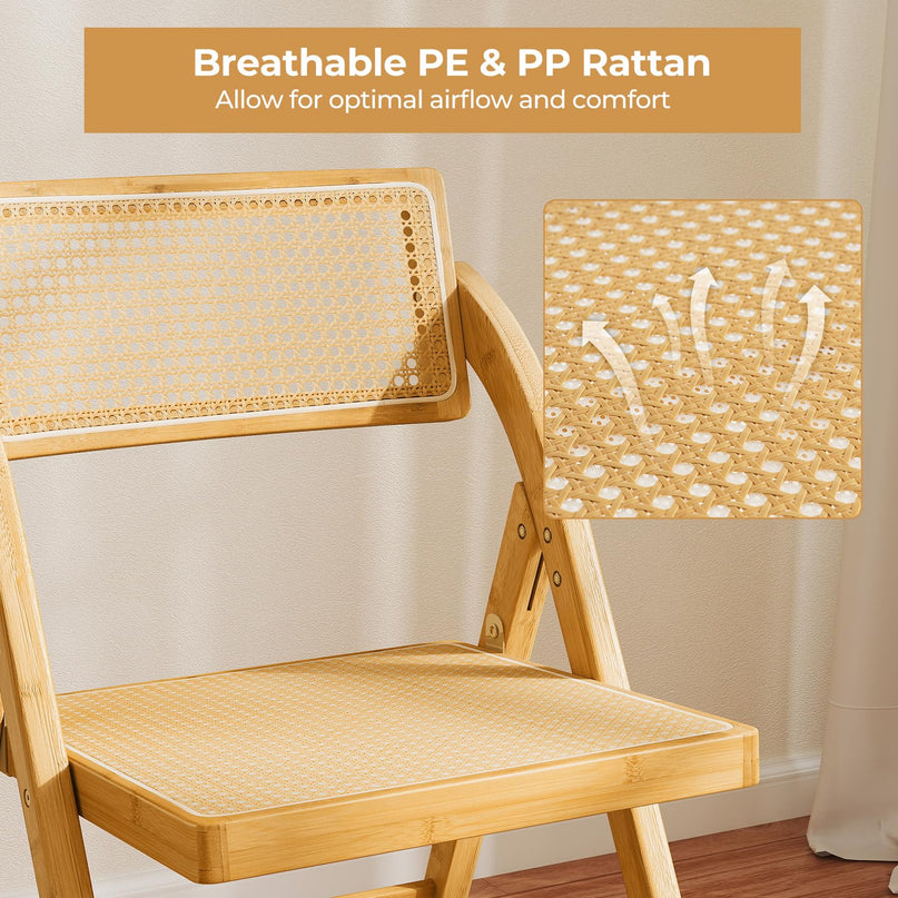 Giantex Rattan Folding Chairs Set with Rotatable Backrests