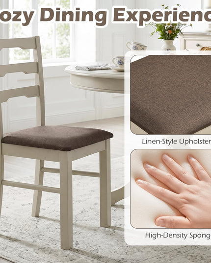 Giantex Wood Dining Chairs Set of 2/4 | Farmhouse Upholstered Kitchen Chairs with Ladder Back Design