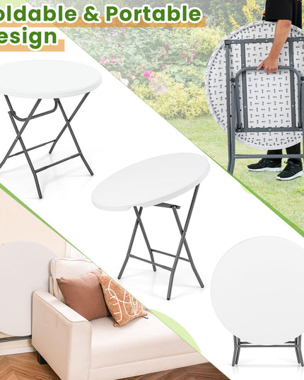Giantex 32” Round Folding Table, HDPE Foldable Card Table for Party Wedding Event Picnic Commercial Banquet