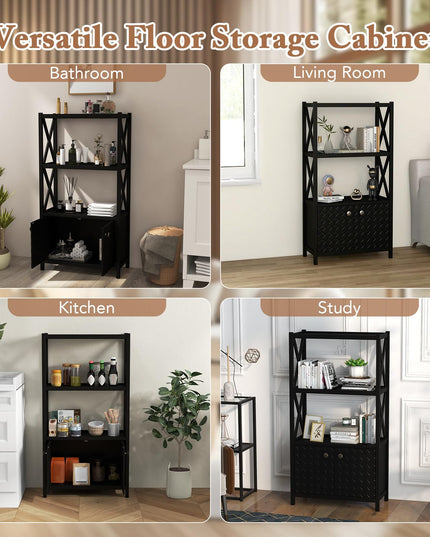 Giantex Storage Cabinet, Freestanding Storage Organizer with Open Shelves, Double Doors
