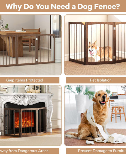 Giantex 63" W x 30" H Foldable 3-Panel Freestanding Dog Gate for Small Medium Dogs