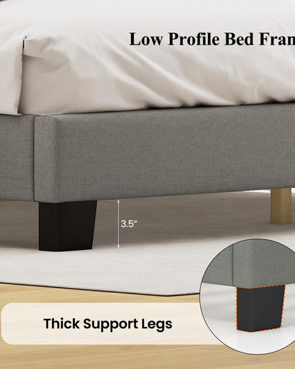 Giantex Queen Bed Frame with Adjustable Scalloped Tufted Headboard