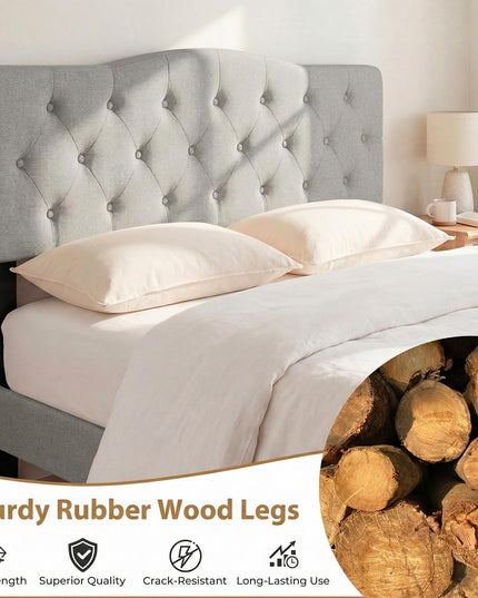 Giantex Headboard with Charging Station Queen/Full Size（Curved Diamond Tufting with Charging）