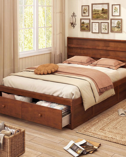 Cadre de lit Giantex pour lit double/simple avec tiroirs de rangement