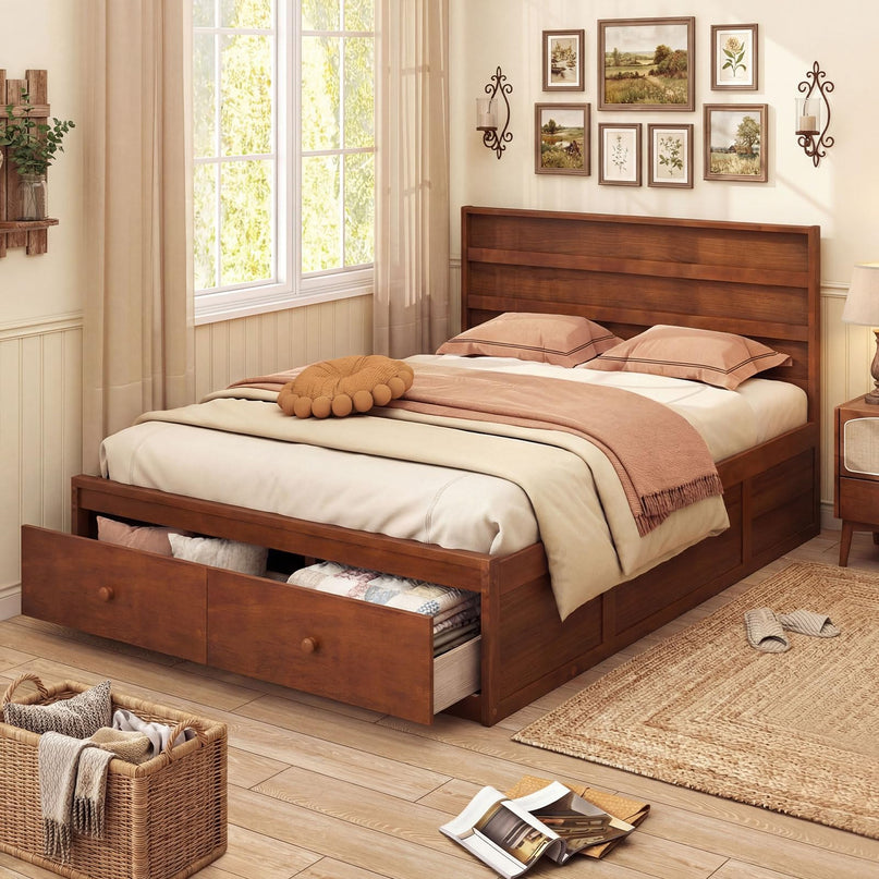 Cadre de lit Giantex pour lit double/simple avec tiroirs de rangement