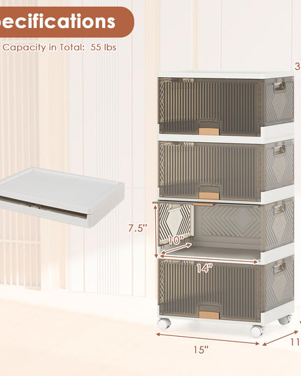 Giantex 4 Tier Stackable Storage Bins with Lids