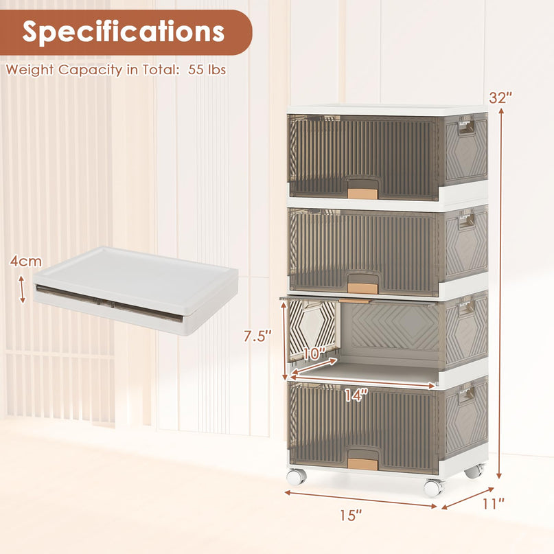 Giantex 4 Tier Stackable Storage Bins with Lids
