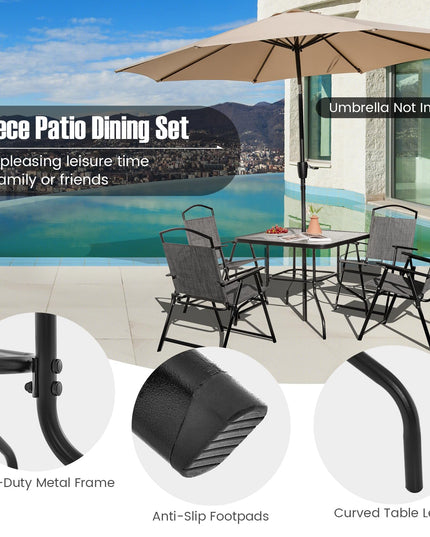 Giantex 4 Pieces Patio Dining Set, Outdoor Dining Table Set with 4 Folding Chairs (Gray)