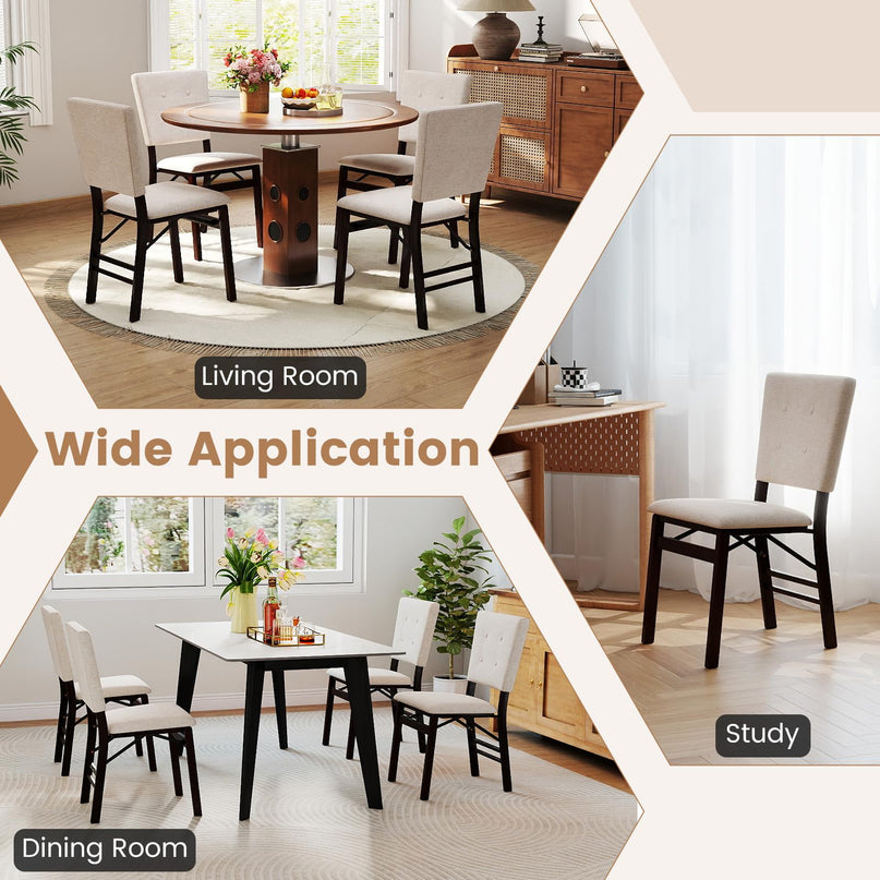 Giantex Folding Dining Chairs Set of 2/4 Armless Kitchen Chair