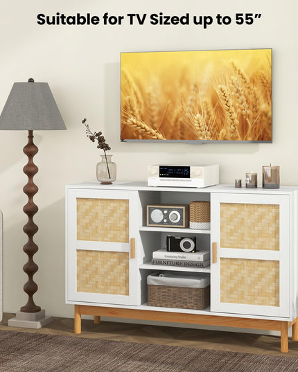 Giantex Buffet Sideboard, Kitchen Storage Cabinet with 3 Open Shelves & 2 Side Cabinets