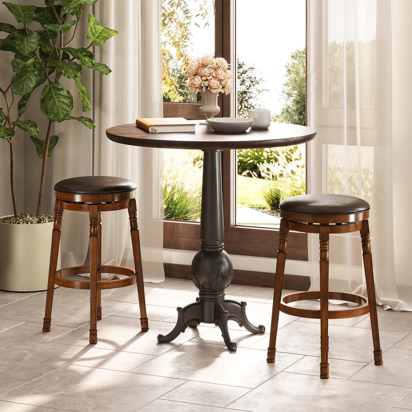Giantex 29" Bar Height Swivel Bar Stools with Faux Leather Padded Seat & Footrests