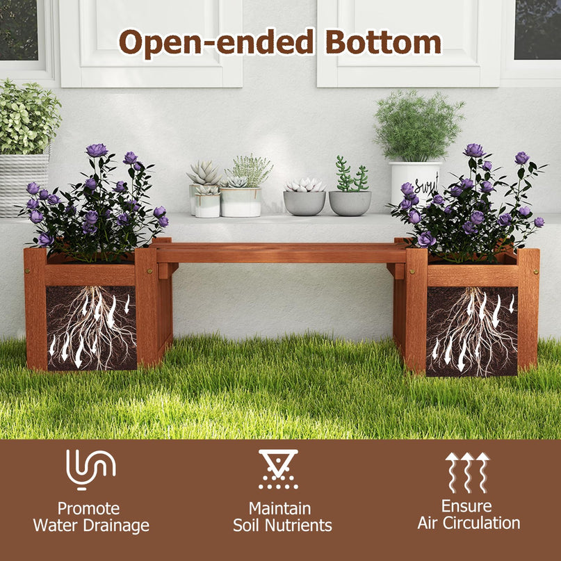 Giantex 2 in 1 Outdoor Bench with 2/4 Raised Garden Beds