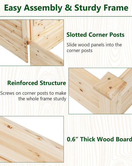 Giantex Raised Garden Bed with Trellis, Set of 2 Wood Shallow & Deep Planter Box for Climbing Plants