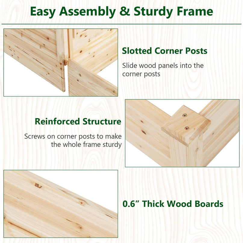 Giantex Raised Garden Bed with Trellis, Set of 2 Wood Shallow & Deep Planter Box for Climbing Plants