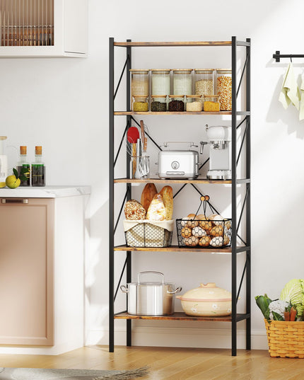Giantex 5-Tier Bookshelf, Industrial Tall Bookcase with Open Storage Shelves & Heavy Duty Metal Frame