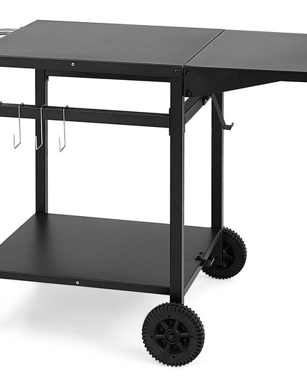 Giantex Outdoor Pizza Oven Stand Grill Cart with Wheels, Foldable Side Table, Gas Tank Hook