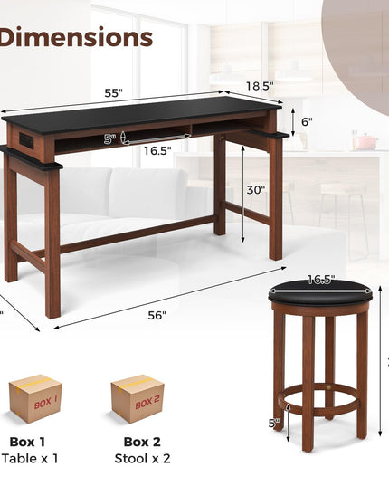 Giantex Small Dining Table Set for 2 - Bar Table and 2 Bar Stools