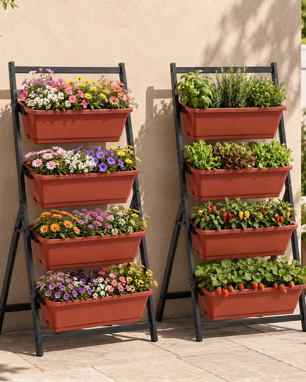 Giantex 4-Tier Vertical Garden Planter for Herbs Vegetables Flowers Fruits Indoor Outdoor