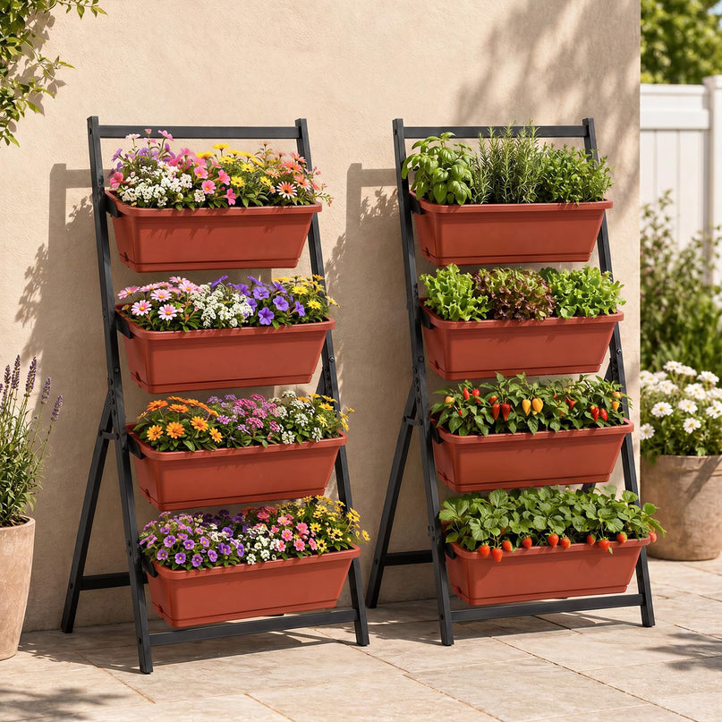 Giantex 4-Tier Vertical Garden Planter for Herbs Vegetables Flowers Fruits Indoor Outdoor