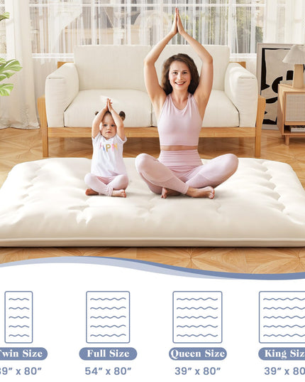 Giantex Japanese Floor Mattress, 4 Inch Futon Mattress with Washable Cover & Storage Bag
