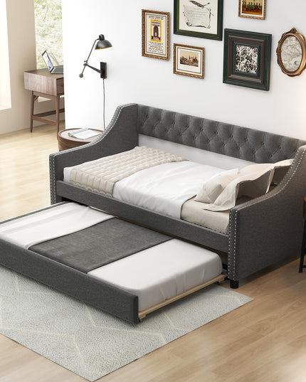Giantex Upholstered Twin Daybed with Trundle