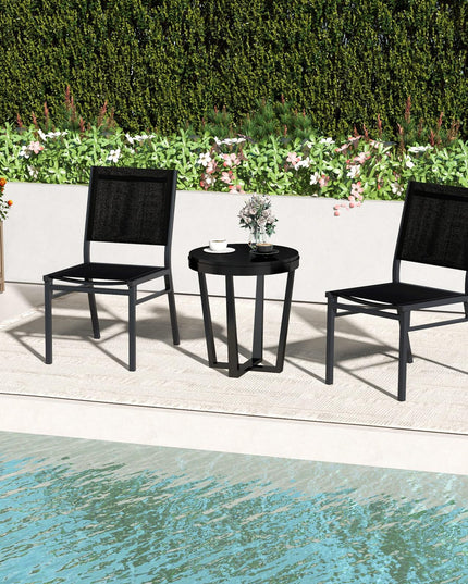 Giantex Outdoor Patio Dining Chair, Armless Dining Chair with Breathable Fabric Seat & Backrest