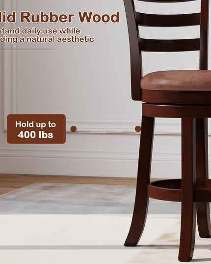 Giantex Swivel Bar Stools Set of 2/4 26" Upholstered Counter Height Bar Chairs