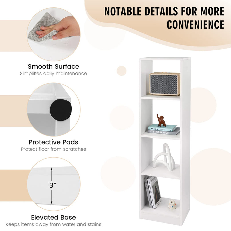 Giantex 56” Tall Bookcase, 4-Cube Bookshelf with 4 Anti-Tipping Kits
