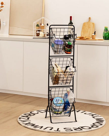 Giantex 3-Tier Wire Basket Stand