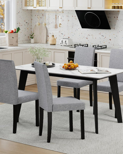 Giantex Upholstered Dining Chair Set of 2/4 with Rubber Wood Legs