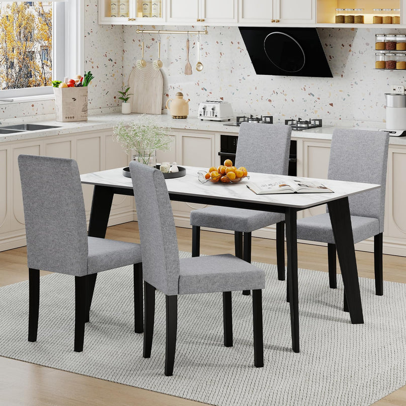 Giantex Upholstered Dining Chair Set of 2/4 with Rubber Wood Legs