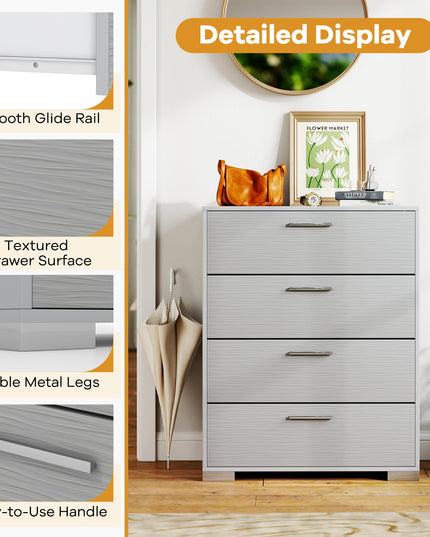 Giantex Storage Cabinet with 4 Drawers, Metal Legs & Handles, Anti-Toppling Devices, Tall Cabinet
