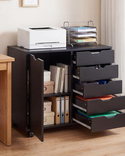 Giantex 5-Drawer File Cabinet with Door and Adjustable Shelf