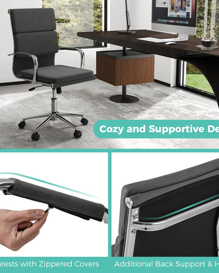 Giantex Ergonomic Office Chairs Mid Back Fabric Desk Chairs with Armrest