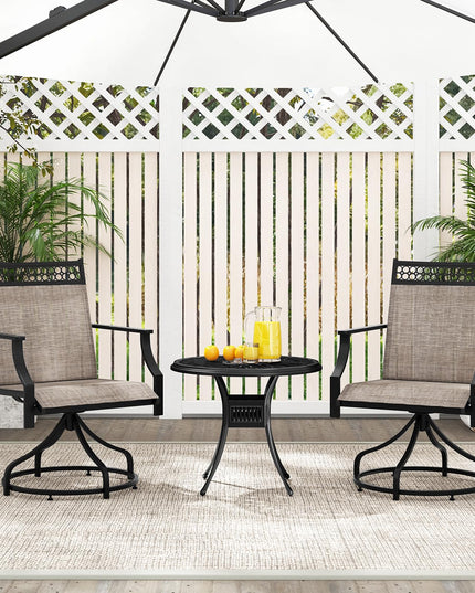 Giantex Swivel Outdoor Chairs, Patio Dining Chairs, Round Steel Base