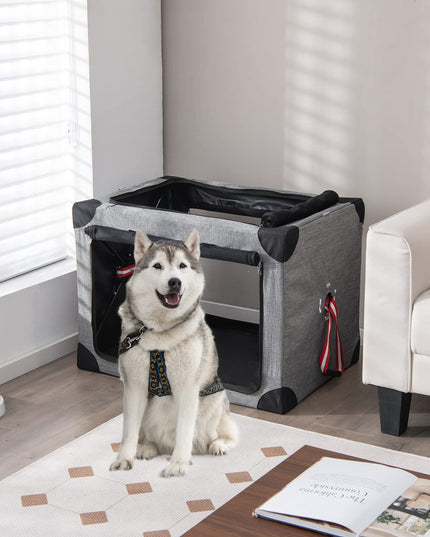 Giantex Folding Dog Soft Crate - Collapsible Pet Carry Case with 3 Mesh Doors