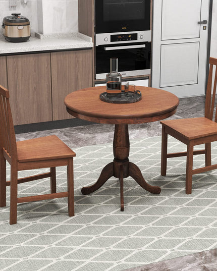 3-Piece Kitchen Table Set, Mid-Century Round Dining Table & Chairs Set for 2, Walnut