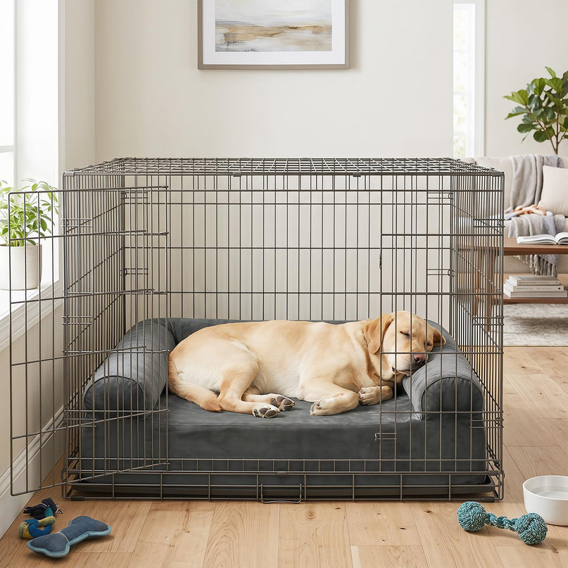 Giantex 40 inch Reversible Memory Foam Dog Sofa Bed with 3-Sided Bolsters