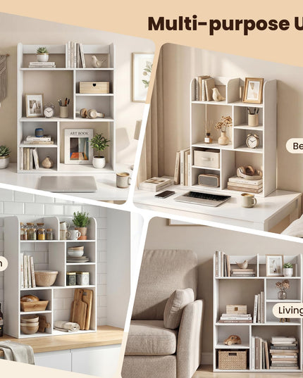 Giantex 3-Tier Desktop Bookshelf with 8 Open Storage Cubes for Computer Desk