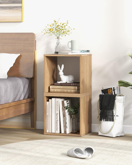 Giantex 2 Cube Bookshelf Organizer, 2-Tier Stackable Cube Storage Organizer
