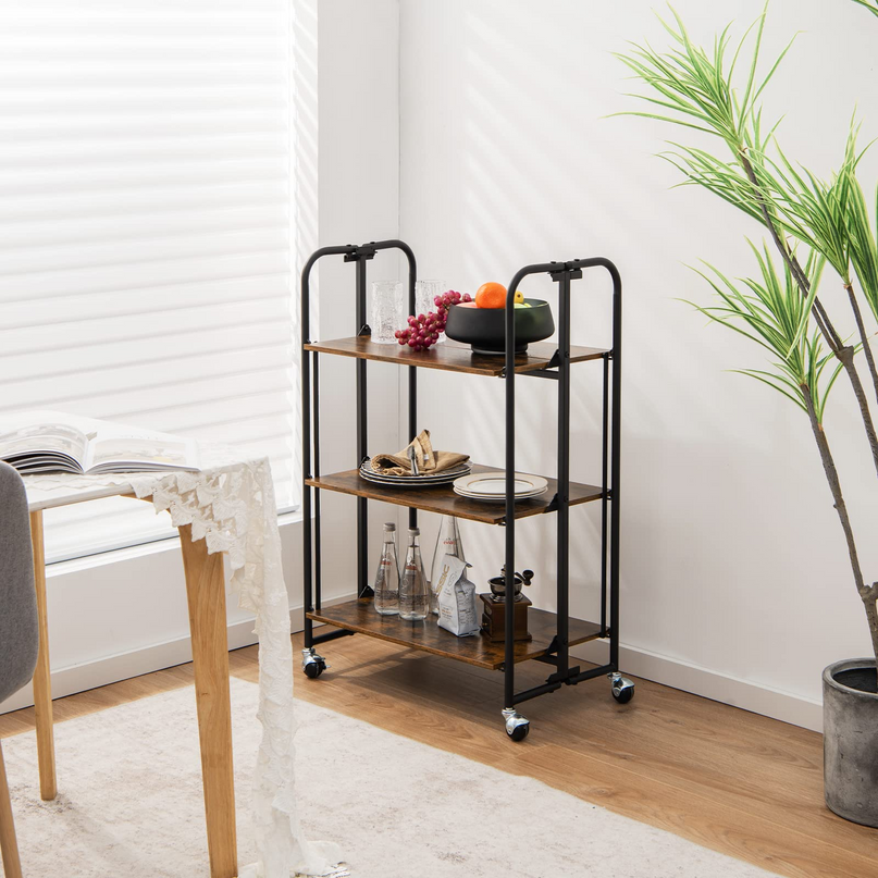 Giantex Foldable Storage Shelves with Wheels