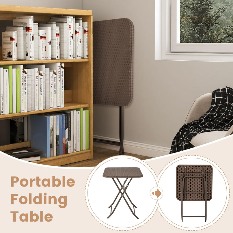 Giantex 23.5" Square Folding Table, HDPE Foldable Patio Bistro Table for 2-4, Indoor Outdoor Use