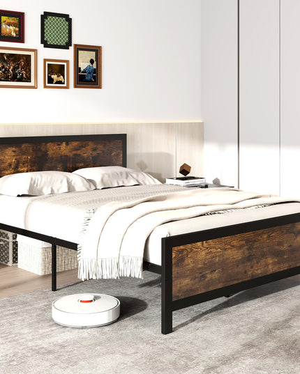Giantex Metal Platform Bed Frame with Wood Headboard and Footboard