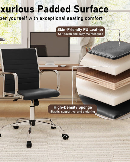 Ribbed Office Chair, Ergonomic High Back Executive Conference Chair