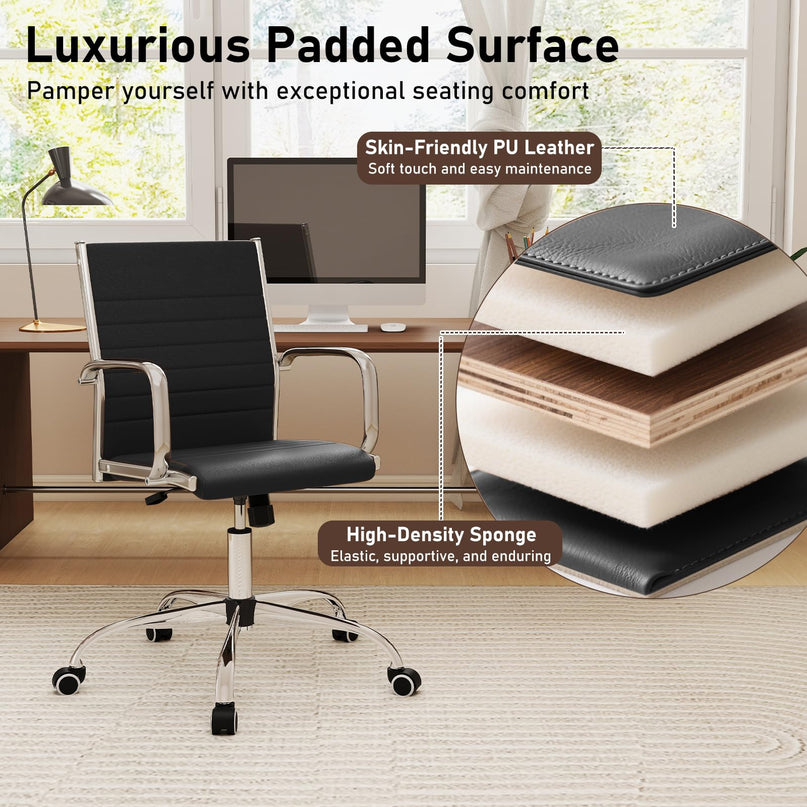 Ribbed Office Chair, Ergonomic High Back Executive Conference Chair