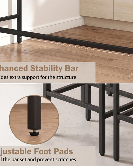 Giantex 4 Piece Bar Table and Chairs Set with Power Outlet