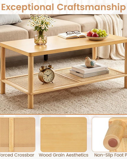 Giantex 39" Rattan Coffee Table for Living Room