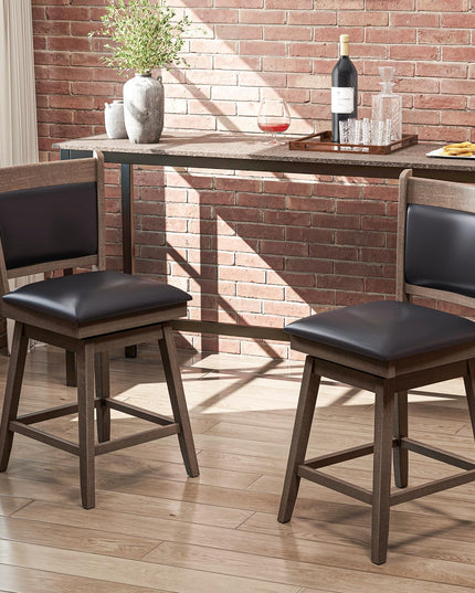 Giantex 25" Bar Stools Set, Upholstered Swivel Bar Chairs with Ergonomic Back