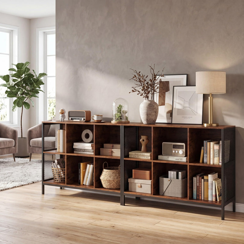 Giantex 42" Wide Bookcase with 6 Cubes