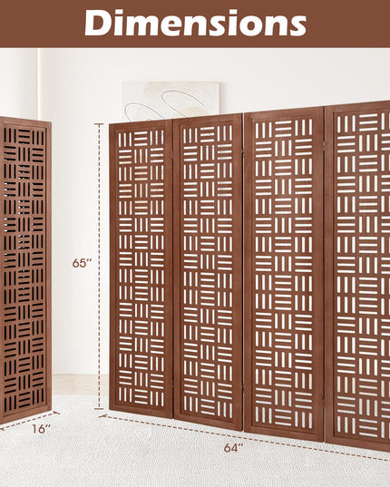 Giantex Room Divider - Folding Room Dividers with Carved Cutout Pattern & Solid Wood Frame